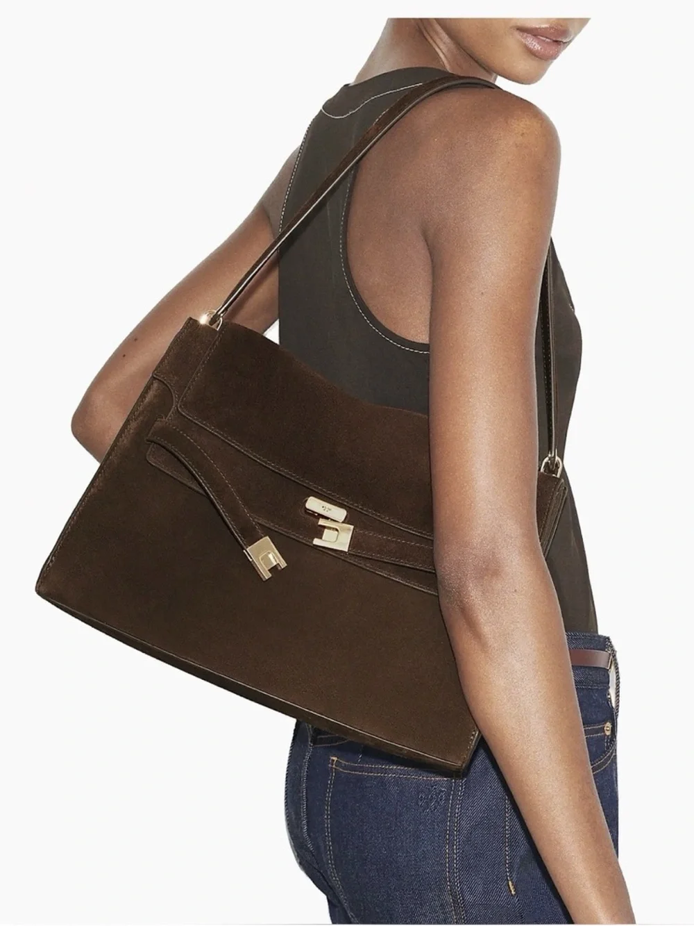 Like new Tory Burch Lee Radziwill Large Suede Shoulder Bag $1,260